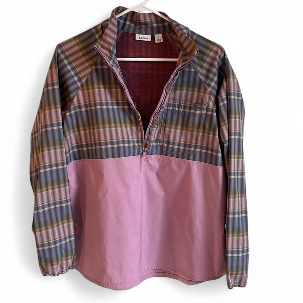 L.L. Bean Everyday SunSmart® Woven Shirt, Quarter-Zip Pullover, Size M
